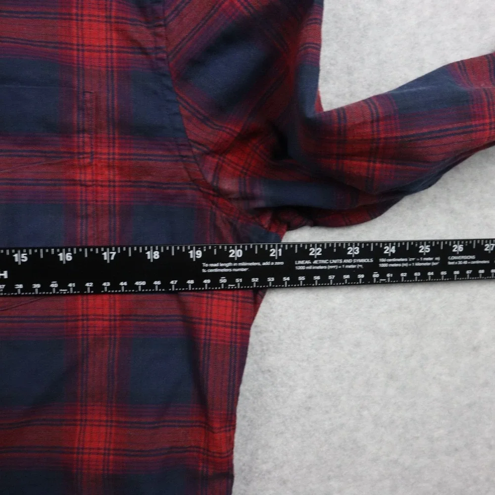 Banana Republic Shirt Mens Medium Slim Fit Luxe Flannel Button Plaid Long Sleeve